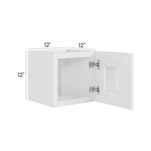 White Shaker 12″ H Single Door Wall Cabinet with Glass Door