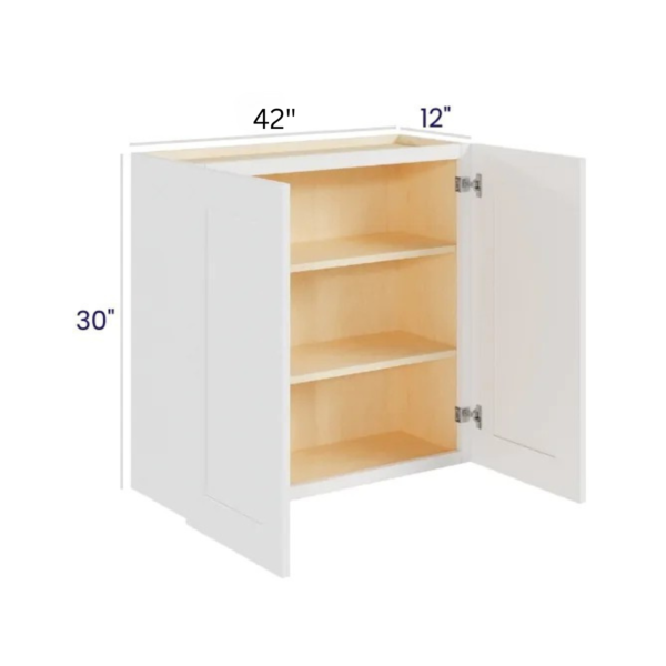 Shaker Pure White - Wall Cabinet - 42"W x 30"H x 12"D - 2D -2S