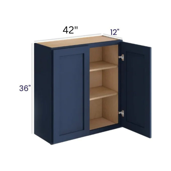 Navy Blue Shaker  - Wall Cabinet - 42"W x 36"H x 12"D - 2D -2S