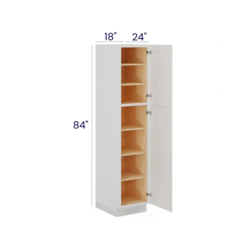 White Shaker 18″ W Two Single Door Utility Pantry Cabinet