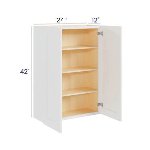 White Shaker 42″ H Double Door Wall Cabinet