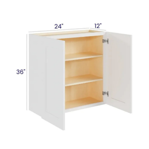 White Shaker 36″ H Double Door Wall Cabinet