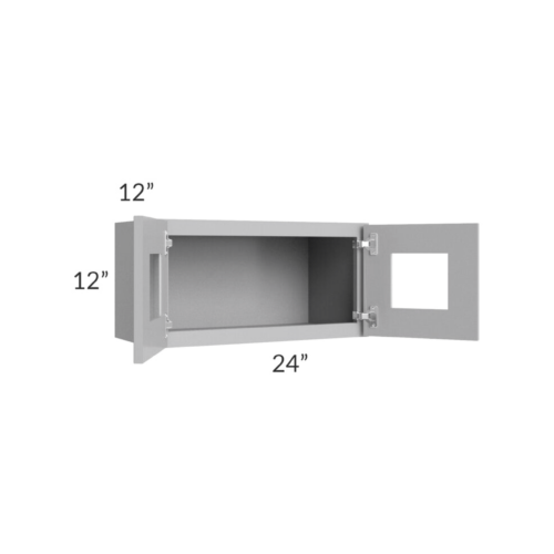 Shaker Gray 12″ H Double Door Wall Cabinet with Glass Doors