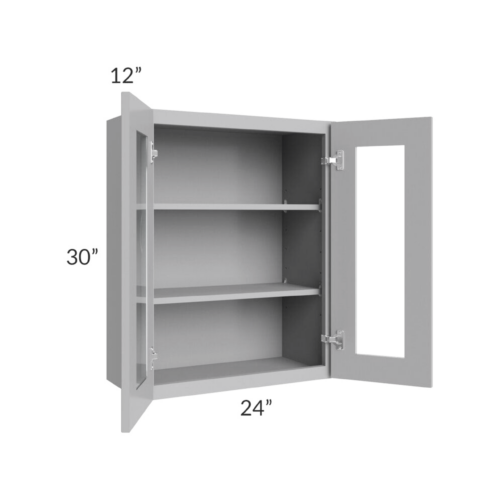 Shaker Gray 30″ H Double Door Wall Cabinet with Glass Doors