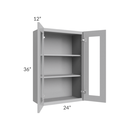 Shaker Gray 36″ H Double Door Wall Cabinet with Glass Doors