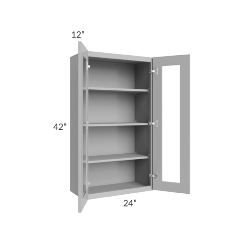 Shaker Gray 42″ H Double Door Wall Cabinet with Glass Doors