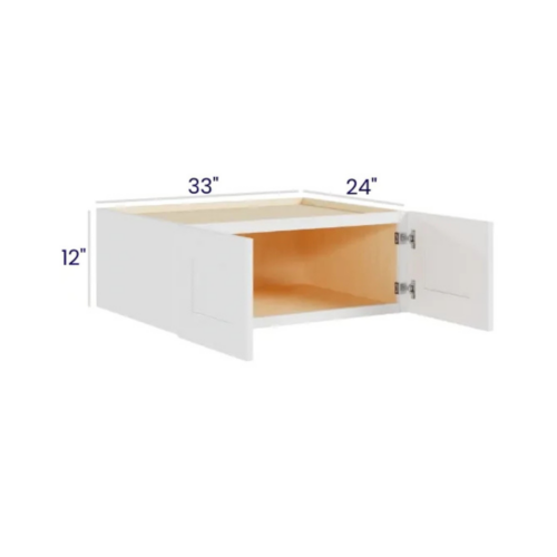 White Shaker 33″ W Refrigerator Wall Cabinet 24″ Deep