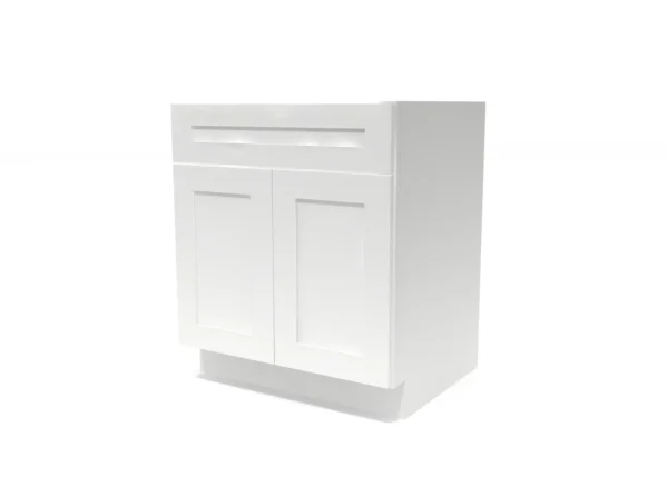 Shaker Pure White - Base Cabinet Double Door - 30"W X 24"D X 34-1/2"H With 2 Door, 2 Drawer And 1 Sh