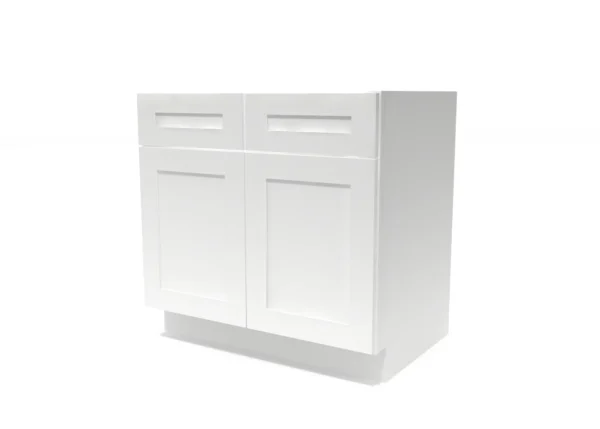 Shaker Pure White - Base Cabinet Double Door - 36"W X 24"D X 34-1/2"H With 2 Door, 2 Drawer And 1 Sh