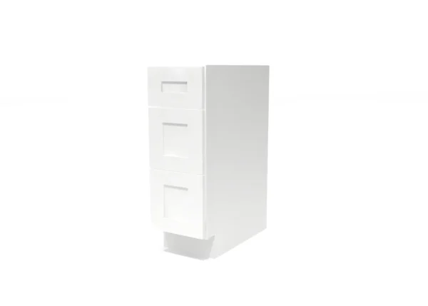 Shaker Pure White - Drawer Base Cabinet - 12"W X 24"D X 34-1/2"H With 3 Drawer