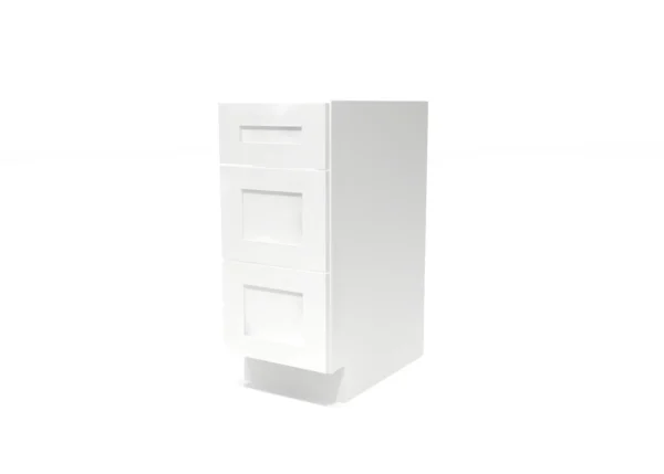 Shaker Pure White - Drawer Base Cabinet - 15"W X 24"D X 34-1/2"H With 3 Drawer