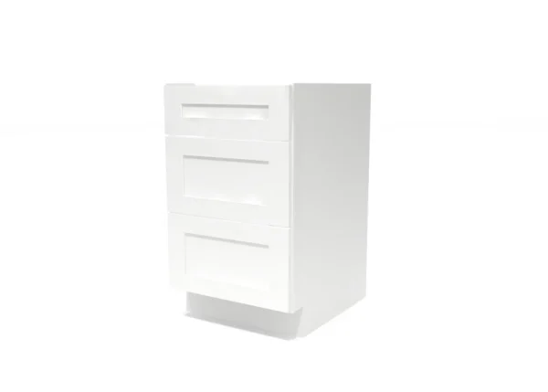 Shaker Pure White - Drawer Base Cabinet - 21"W X 24"D X 34-1/2"H With 3 Drawer