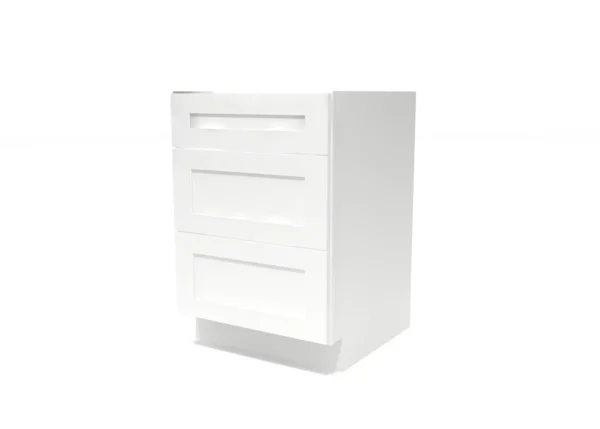 Shaker Pure White - Drawer Base Cabinet - 24"W X 24"D X 34-1/2"H With 3 Drawer