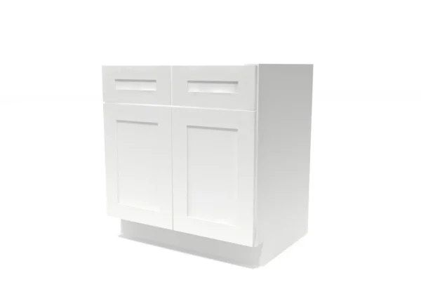 Shaker Pure White - Sink Base - 33"W X 24"D X 34-1/2"H With 2 Door And 2 Dummy Drawers