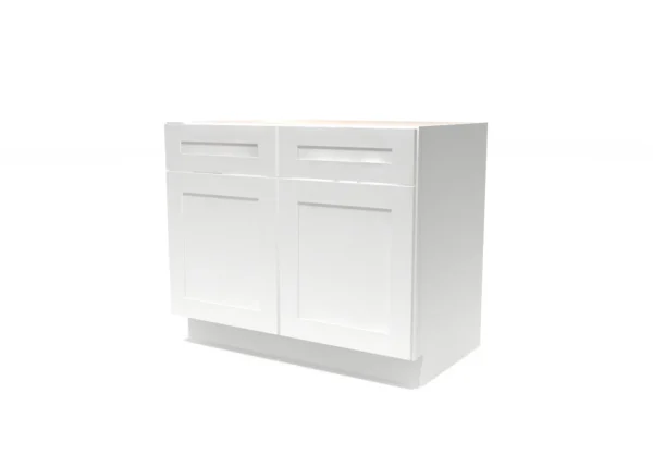 Shaker Pure White - Base Cabinet Double Door - 42"W X 24"D X 34-1/2"H With 2 Door, 2 Drawer And 1 Sh