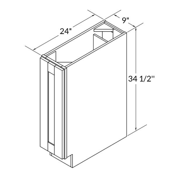 Shaker Pure White - Base Tray - 9"W X 24"D X 34-1/2"H With 1 Door - Image 3