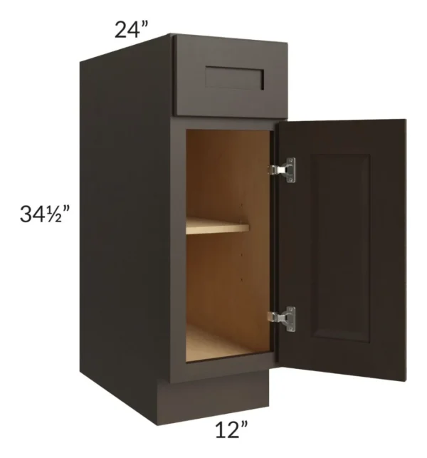 Shaker Espresso  - Base Cabinet Single Door-12"W X 24"D X 34-1/2"H With 1 Door, Drawer And Shelf