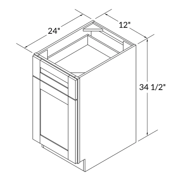 Shaker Pure White - Base Cabinet Single Door-12"W X 24"D X 34-1/2"H With 1 Door, Drawer And Shelf - Image 2