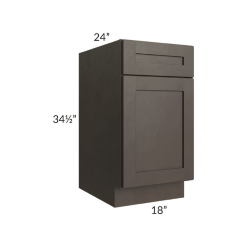 Shaker Espresso  - Base Cabinet Single Door -18"W X 24"D X 34-1/2"H With 1 Door, Drawer And Shelf