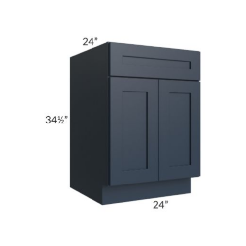 Shaker Navy Blue Base Cabinet with Double Doors & Single Drawer