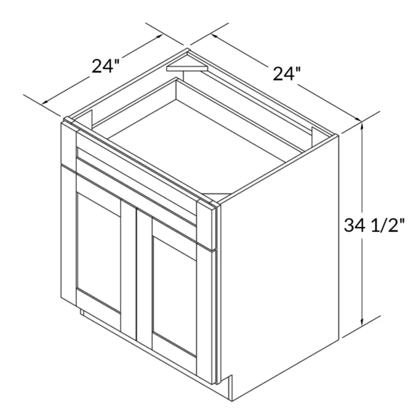 Shaker Pure White - Base Cabinet - 24"W x 34-1/2"H x 24"D - 2D, 1DRW, 1S - Image 2