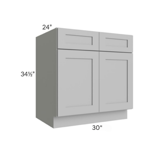 Shaker Gray Base Cabinet with Double Doors and Drawers