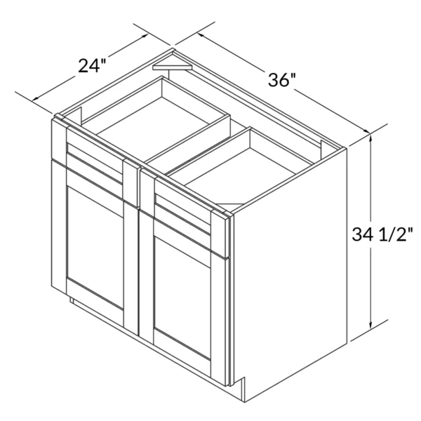 Shaker Pure White - Base Cabinet Double Door - 36"W X 24"D X 34-1/2"H With 2 Door, 2 Drawer And 1 Sh - Image 2