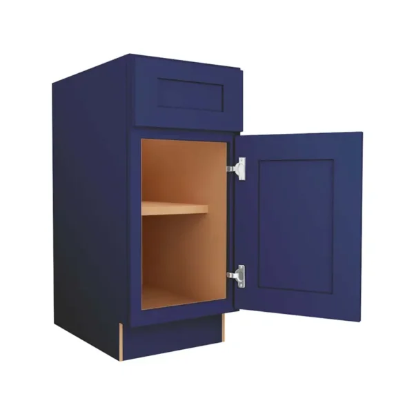 Navy Blue Shaker  - Base Cabinet Single Door-15"W X 24"D X 34-1/2"H With 1 Door, Drawer And Shelf