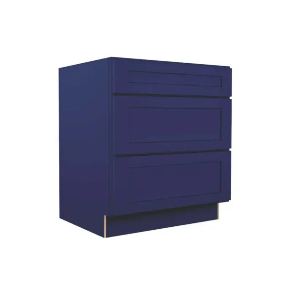 Navy Blue Shaker  - Drawer Base Cabinet - 30"W X 24"D X 34-1/2"H With 3 Drawer