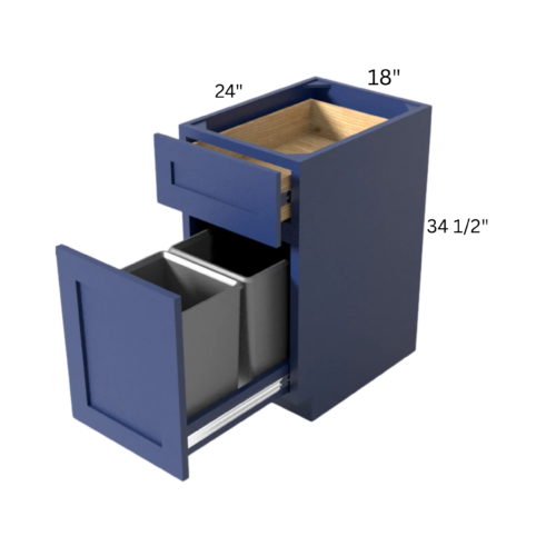 Shaker Navy Blue Trash Base Cabinet