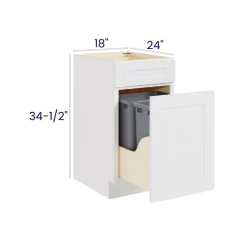 White Shaker Trash Base Cabinet