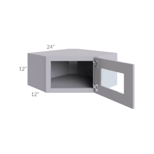 Shaker Gray 12″ x 24″ Diagonal Corner Wall Cabinet with Glass