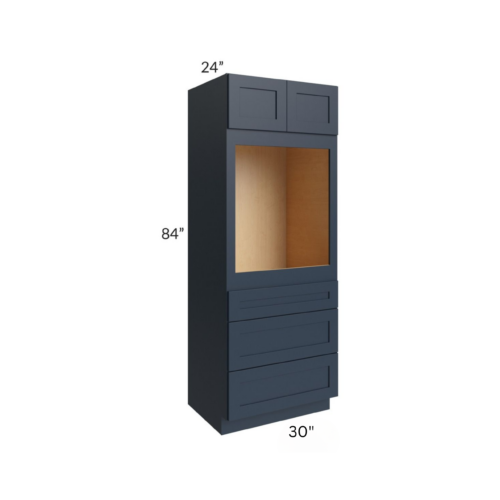 Shaker Navy Blue 30″ W Double Door Oven Pantry Cabinet with Three Drawers