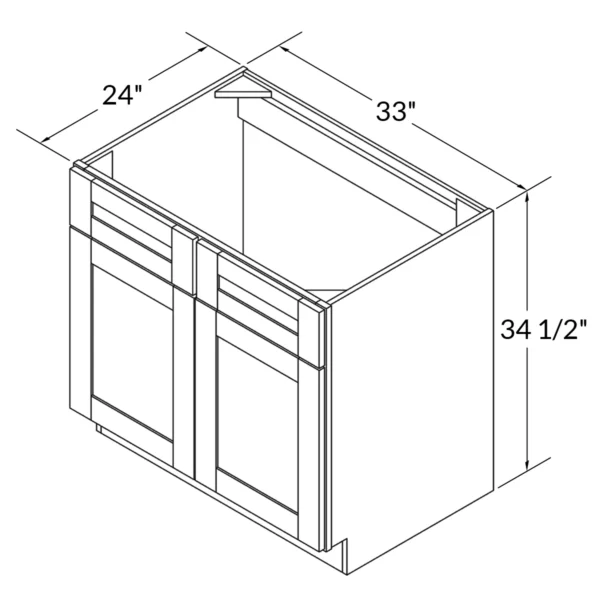 Shaker Pure White - Sink Base - 33"W X 24"D X 34-1/2"H With 2 Door And 2 Dummy Drawers - Image 3