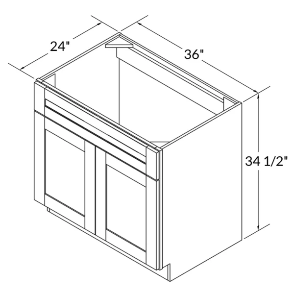 Shaker Pure White - Sink Base - 36"W X 24"D X 34-1/2"H With 2 Door And 2 Dummy Drawers - Image 3