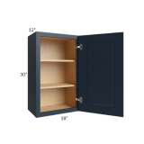 Shaker Navy Blue 30″ H Single Door Wall Cabinet