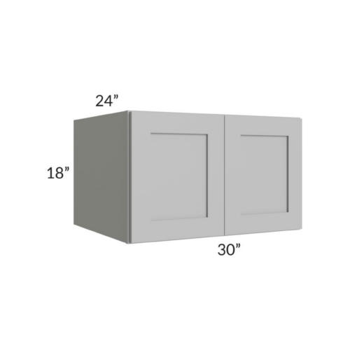 Shaker Gray - Refrigerator Wall Cabinet Double Doors - 30"W X 18"H X 24"D With 2 Door