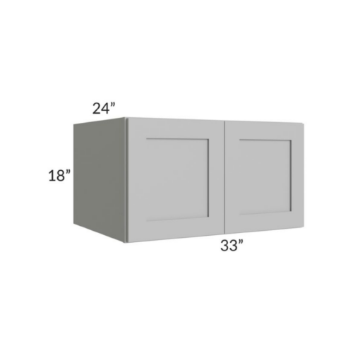 Shaker Gray - Refrigerator Wall Cabinet Double Doors - 33"W X 18"H X 24"D With 2 Door
