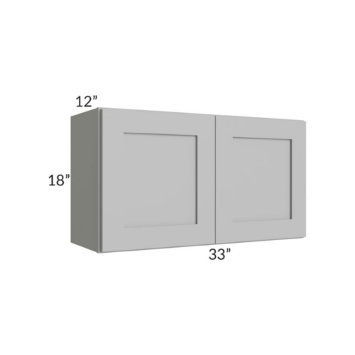 Shaker Gray - Wall Cabinet Double Door - 33"W X 18"H X 12"D With 2 Door
