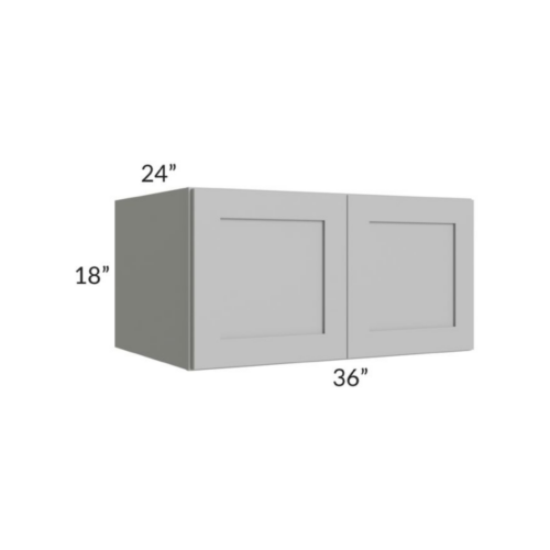 Shaker Gray - Refrigerator Wall Cabinet Double Doors - 36"W X 18"H X 24"D With 2 Door