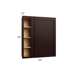 Shaker Espresso  - Wall Blind Corner Cabinet - 33"W x 42"H x 12"D - 1D -3SCan be pulled to exact fit