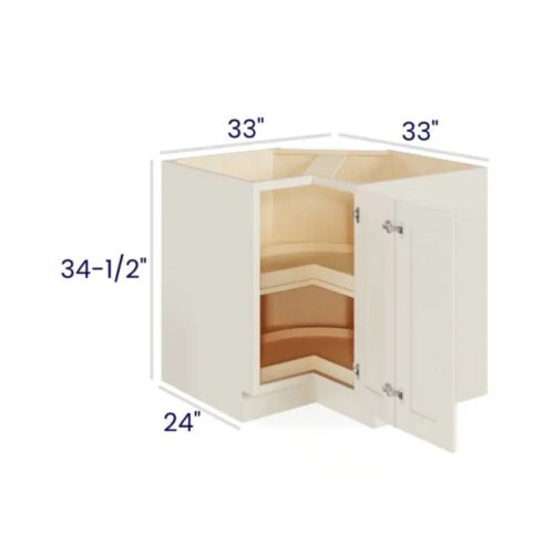 Charleston White - Lazy Susan Base Cabinet - 33"W X 24"D X 34-1/2"H With 1 Door And Shelf