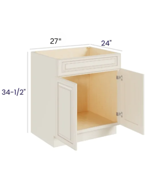 Charleston White – Sink Base – 27″W X 24″D X 34-1/2″H With 2 Door And 1 Dummy Drawers
