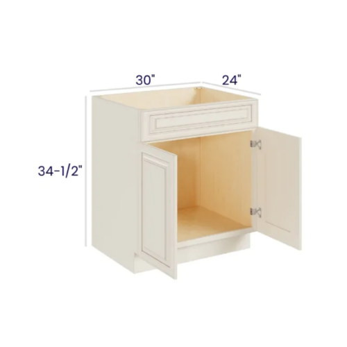 Charleston White - Sink Base - 30"W X 24"D X 34-1/2"H With 2 Door And 2 Dummy Drawers