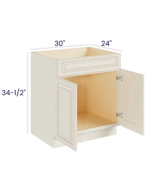 Charleston White – Sink Base – 30″W X 24″D X 34-1/2″H With 2 Door And 2 Dummy Drawers