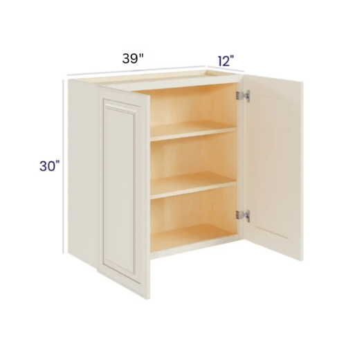Charleston White - Wall Cabinet Double Door - 39"W X 30"H X 12"D With 2 Door And 2 Shelf