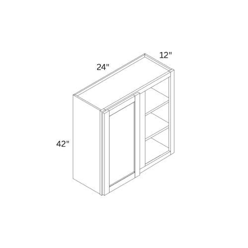 Charleston White - Wall Blind Corner Cabinet - 24"W X 42"H X 12"D With 1 Door And 3 Shelf