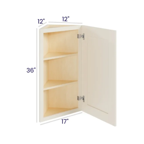 Charleston White - Angle Wall Cabinet - 12"W X 36"H X 12"D With 1 Door And 2 Shelf