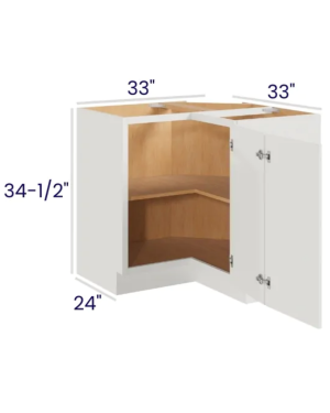 Slim Dove White – Lazy Susan Base Cabinet – 33″W X 24″D X 34-1/2″H With 1 Door And Shelf