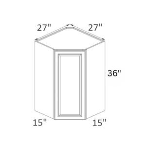 Charleston White - Wall Diagonal Corner Cabinet - 27"W X 36"H X 12"D With 1 Door And 2 Shelf